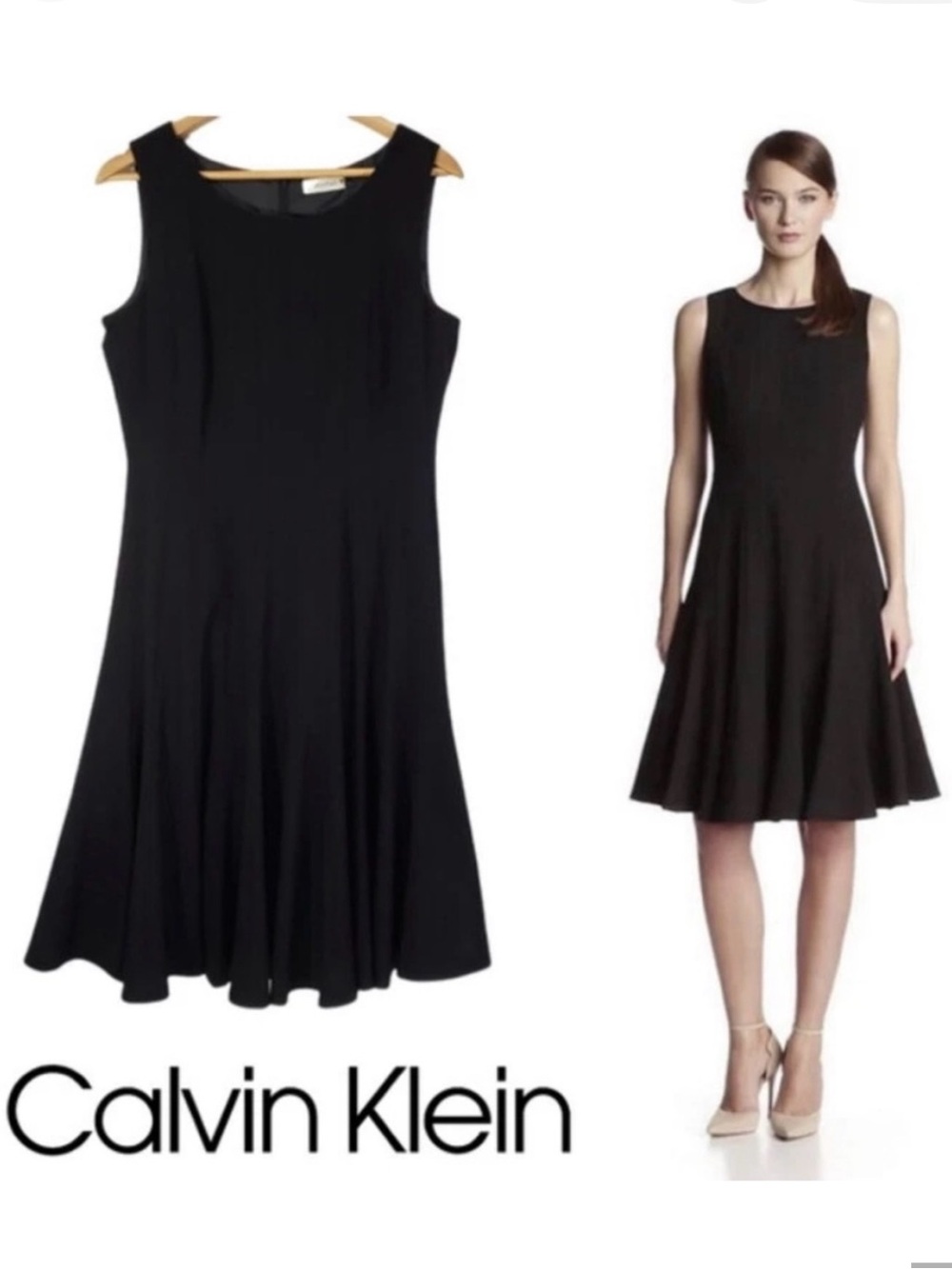 Calvin Klein Black Sleeveless Fit & Flare Dress